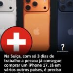 Na Suíça, com só 3 dias de trabalho a pessoa já consegue comprar um iPhone 17. Já em vários outros países, é preciso juntar dinheiro por meses.