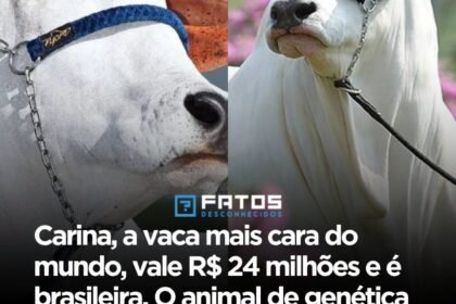 Carina, a vaca mais cara do mundo, vale R$ 24 milhões e é brasileira. O animal de genética rara se tornou um fenômeno da pecuária nacional e impressiona pelo valor milionário.