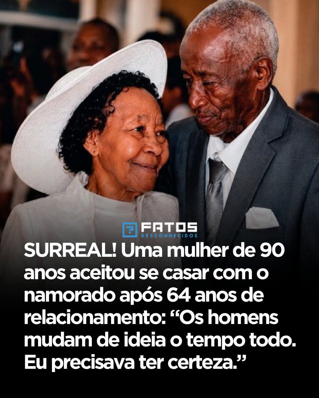 SURREAL! Uma mulher de 90anos aceitou se casar com o namorado após 64 anos de relacionamento: “Os homens mudam de ideia o tempo todo. Eu precisava ter certeza. SURREAL! Uma mulher de 90anos aceitou se casar com o namorado após 64 anos de relacionamento: “Os homens mudam de ideia o tempo todo. Eu precisava ter certeza.
