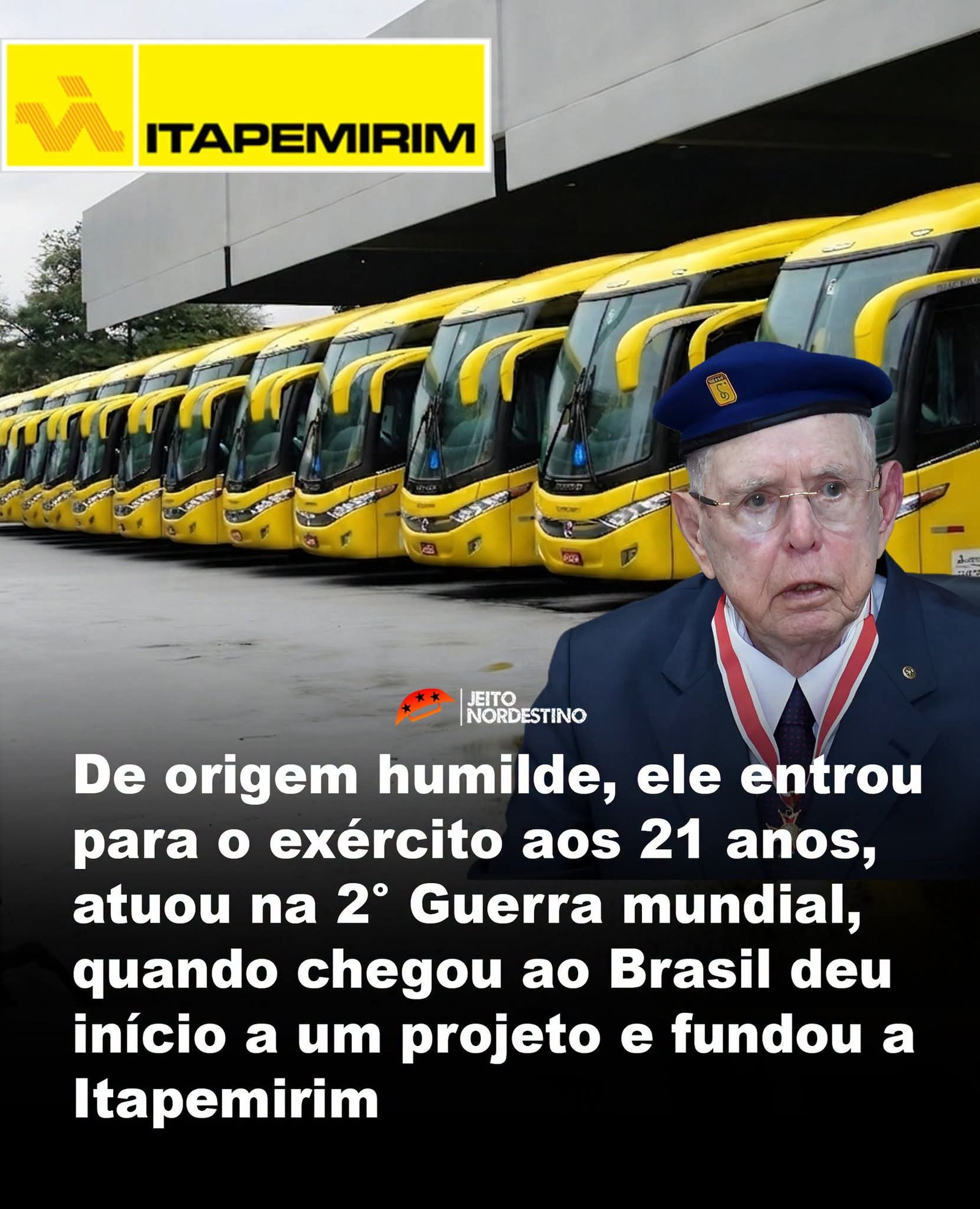 De origem humilde, ele entrou para o exército aos 21 anos, atuou na 2° Guerra mundial, quando chegou ao Brasil deu início a um projeto e fundou a Itapemirim De origem humilde, ele entrou para o exército aos 21 anos, atuou na 2° Guerra mundial, quando chegou ao Brasil deu início a um projeto e fundou a Itapemirim