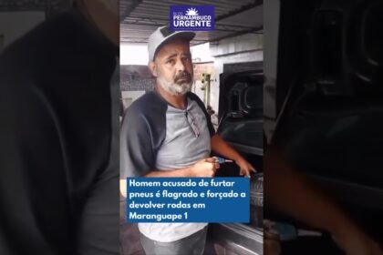 Homem acusado de furtar pneus é flagrado e forçado a devolver rodas em Maranguape 1 em Paulista-PE
