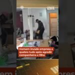 Homem invade empresa e quebra tudo após agredir companheira e filho !