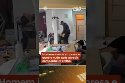 Homem invade empresa e quebra tudo após agredir companheira e filho !
