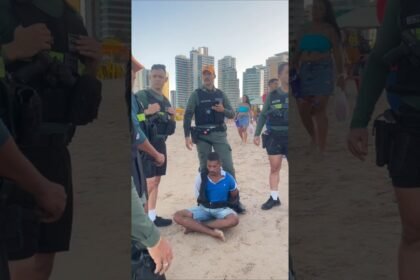 Laranjinhas prenderam em flagrante assaltante que estava tocando o terror na praia do Pina em Recife