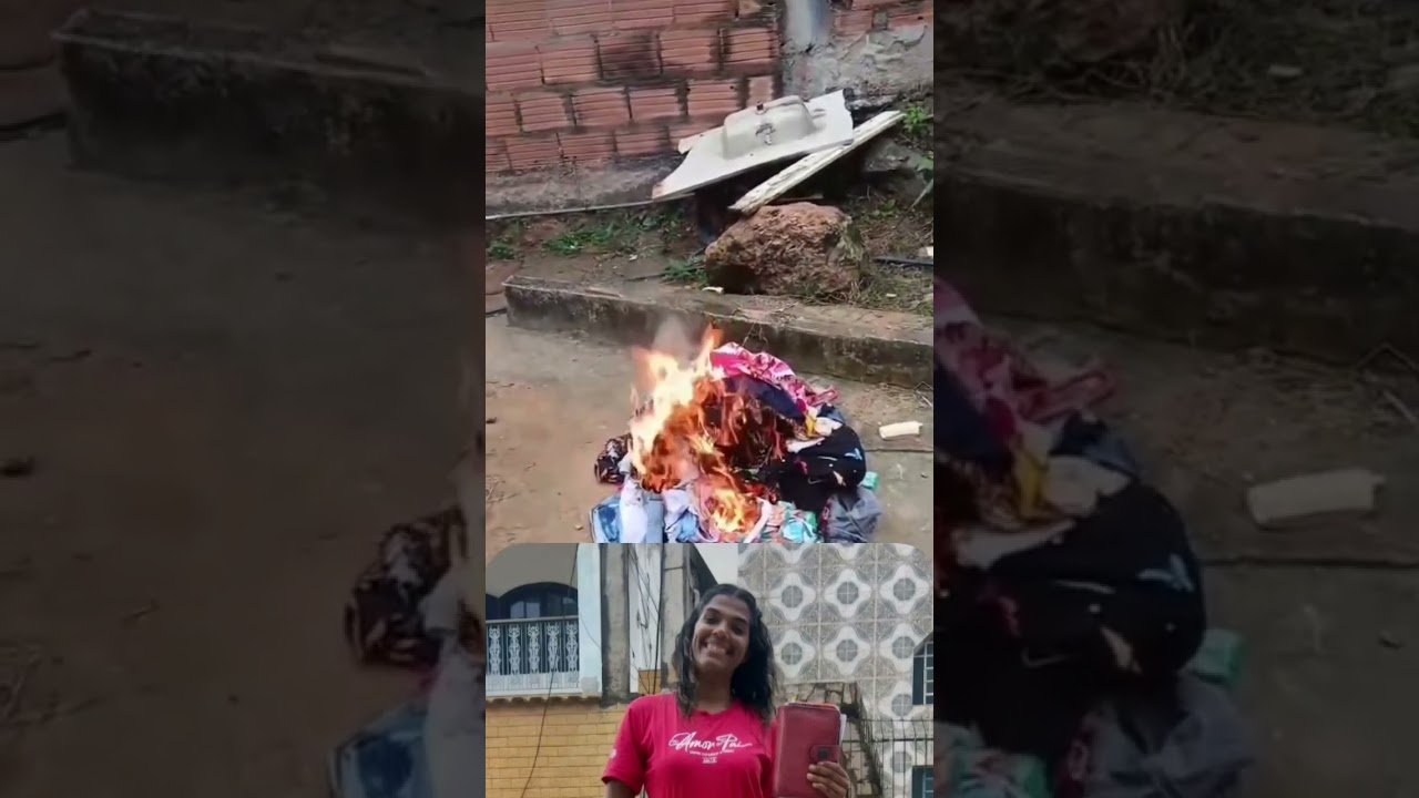 Após virar crente, jovem queima todas as roupas curtas, e afirma que só usará roupas da igreja Após virar crente, jovem queima todas as roupas curtas, e afirma que só usará roupas da igreja