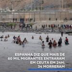 ESPANHA DIZ QUE MAIS DE 60 MIL MIGRANTES ENTRARAM EM CEUTA EM 24H; 34 MORRERAM