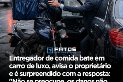 Entregador de comida bate em carro de luxo, avisa o proprietário e é surpreendido com a resposta: “Não se preocupe, os danos não são tão graves. Eu mesmo vou consertar. Seu trabalho não é fácil, então cuide da sua segurança.