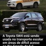 A Toyota SW4 está sendo usada no transporte escolar em áreas de difícil acesso no Rio Grande do Sul. A Toyota SW4 está sendo usada no transporte escolar em áreas de difícil acesso no Rio Grande do Sul.