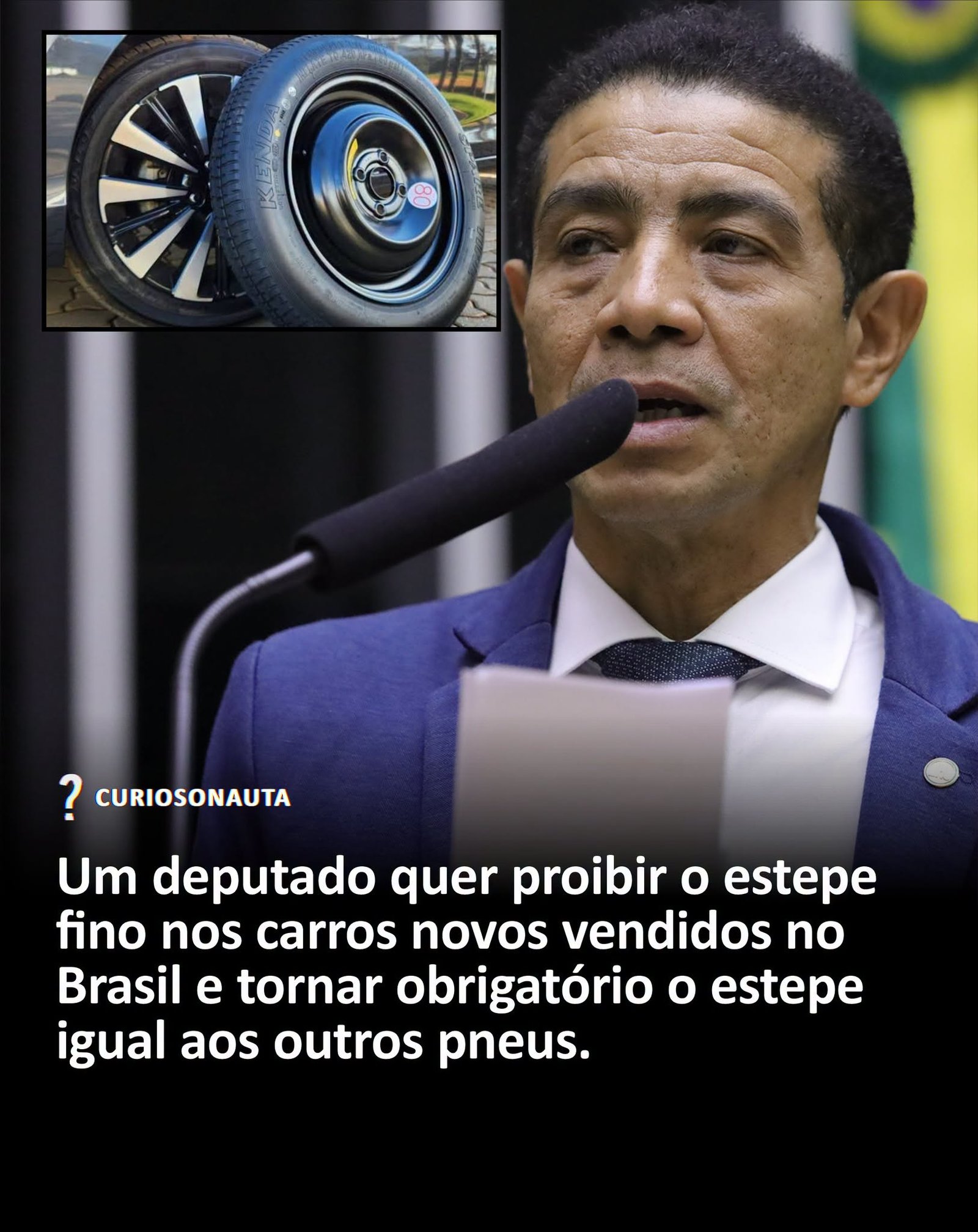 Um deputado quer proibir o estepe fino nos carros novos vendidos no Brasil e tornar obrigatório o estepe igual aos outros pneus. Um deputado quer proibir o estepe fino nos carros novos vendidos no Brasil e tornar obrigatório o estepe igual aos outros pneus.