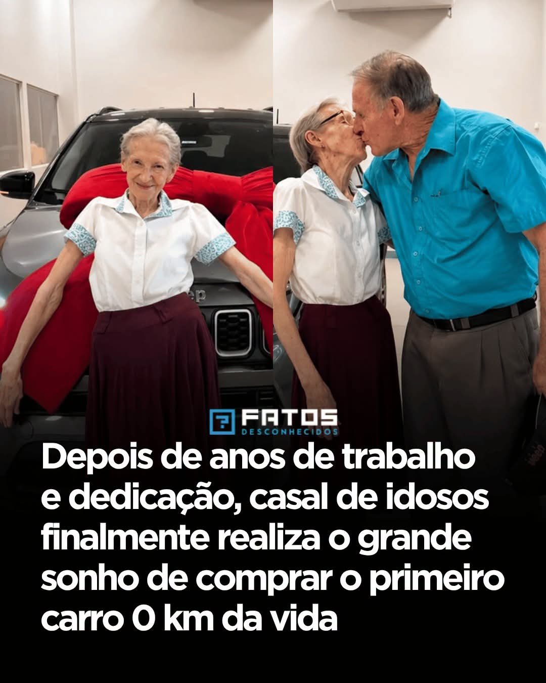 Depois de anos de trabalho e dedicação, casal de idosos finalmente realiza o grande sonho de comprar o primeiro carro O km da vida