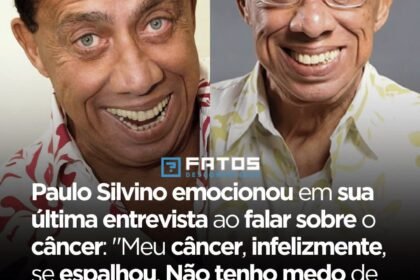 Paulo Silvino emocionou em sua última entrevista ao falar sobre o câncer: “Meu câncer, infelizmente, se espalhou. Não tenho medo de morrer. Meu medo é ver minha família sofrer. Não quero que minha esposa, Gisele, sofra.” Paulo Silvino emocionou em sua última entrevista ao falar sobre o câncer: “Meu câncer, infelizmente, se espalhou. Não tenho medo de morrer. Meu medo é ver minha família sofrer. Não quero que minha esposa, Gisele, sofra.”