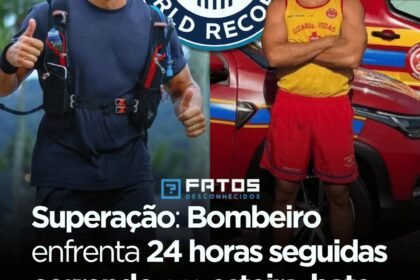 Superação: Bombeiro enfrenta 24 horas seguidas correndo em esteira, bate recorde e arrecada mais de 1 tonelada de alimentos