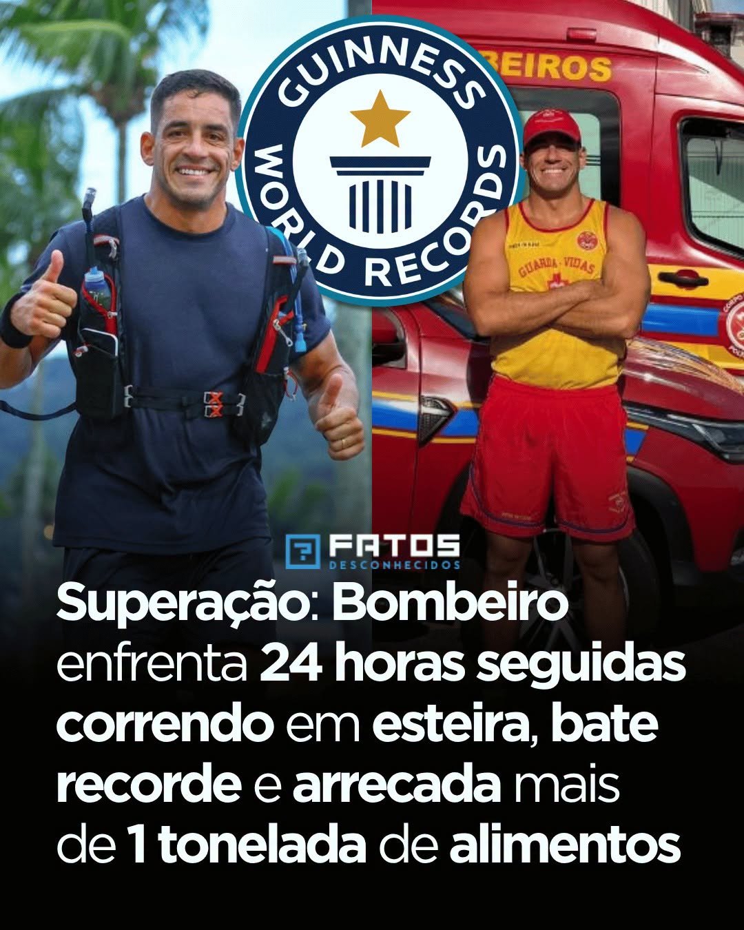 Superação: Bombeiro enfrenta 24 horas seguidas correndo em esteira, bate recorde e arrecada mais de 1 tonelada de alimentos Superação: Bombeiro enfrenta 24 horas seguidas correndo em esteira, bate recorde e arrecada mais de 1 tonelada de alimentos