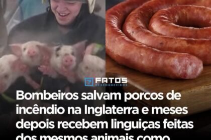 Bombeiros salvam porcos de incêndio na Inglaterra e meses depois recebem linguiças feitas dos mesmos animais como agradecimento