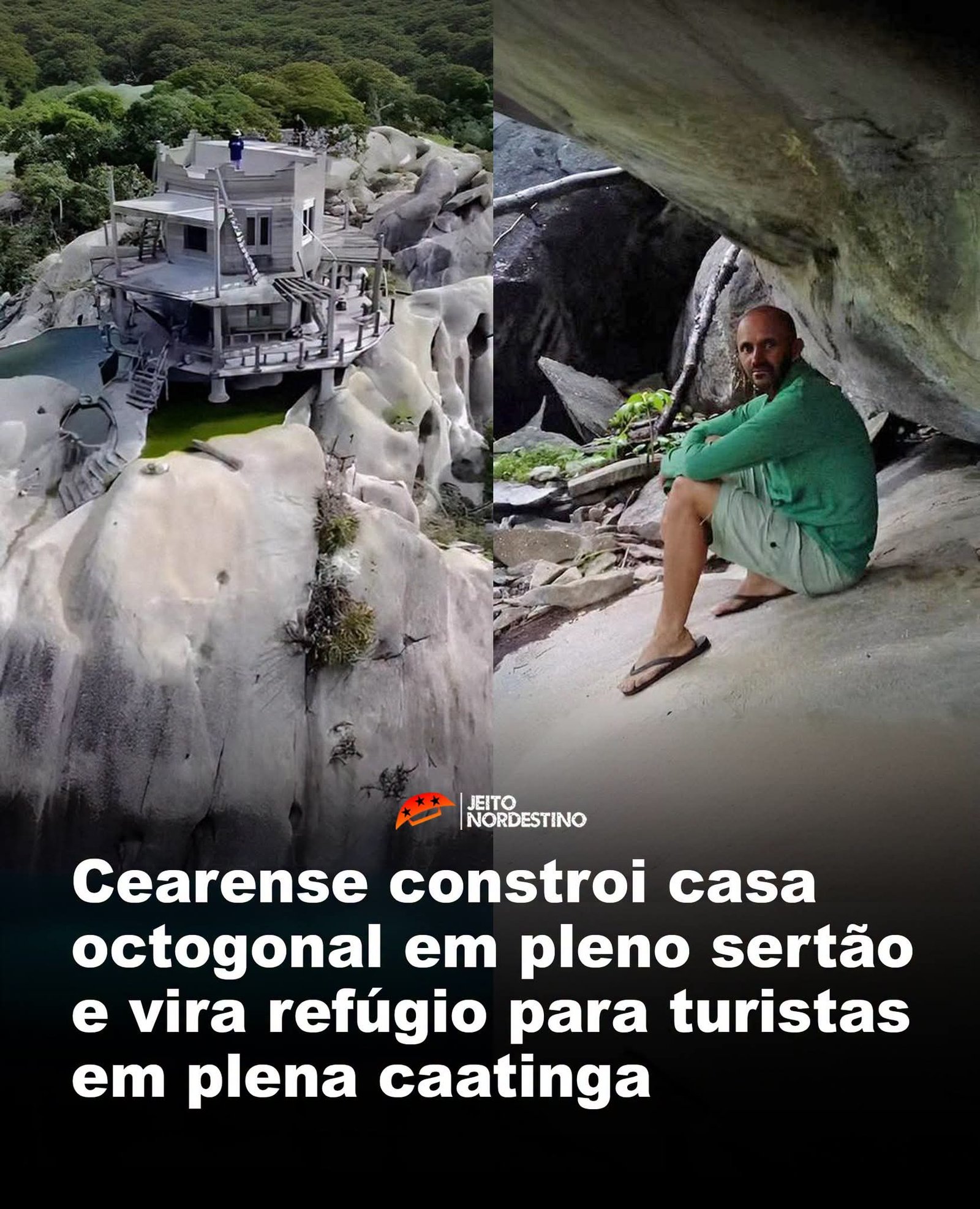 Cearense constroi casa octogonal em pleno sertão e vira refúgio para turistas em plena caatinga Cearense constroi casa octogonal em pleno sertão e vira refúgio para turistas em plena caatinga