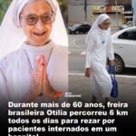 Durante mais de 60 anos, freira brasileira Otília percorreu 6 km todos os dias para rezar por pacientes internados em um hospital Durante mais de 60 anos, freira brasileira Otília percorreu 6 km todos os dias para rezar por pacientes internados em um hospital