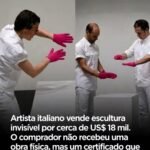 Artista italiano vende escultura invisível por cerca de US$ 18 mil. O comprador não recebeu uma obra física, mas um certificado que comprova a existência da peça.